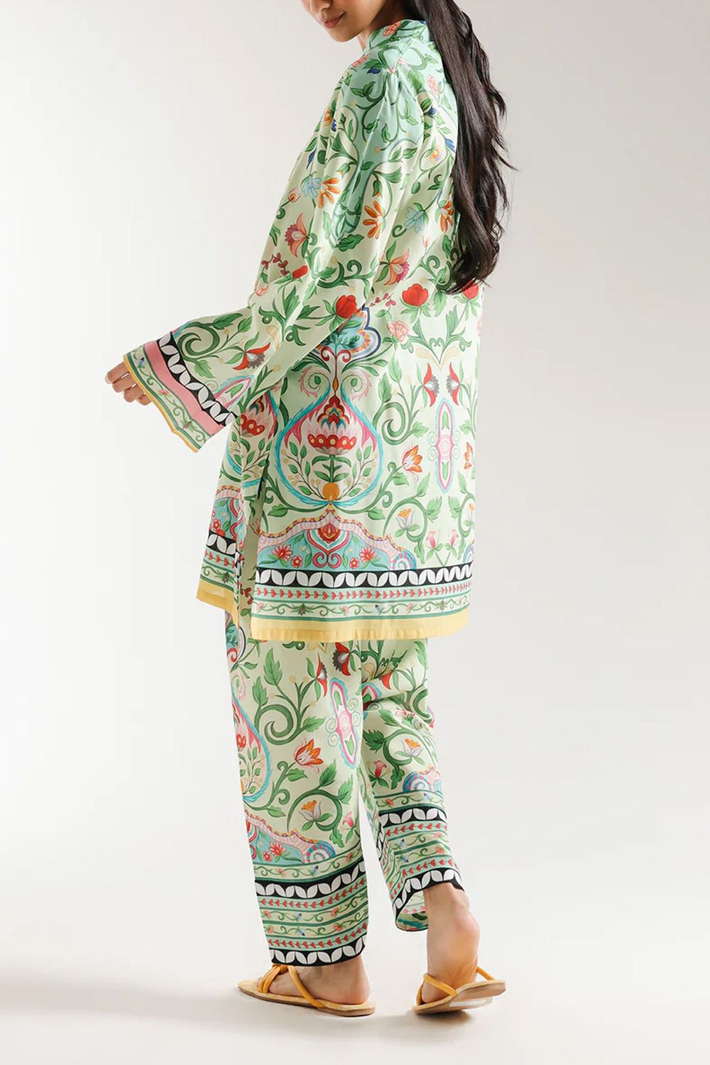 Mint Green Floral Printed Unstitched Suit Mint Green Floral Printed Suit