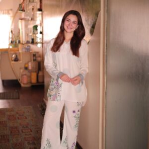 Pastel Blossom Print Ivory Unstitched Suit - 5