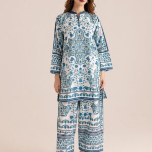 Blue Motif Printed Unstitched Suit
