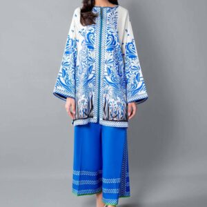 Classic Blue Ornate Print Unstitched Suit