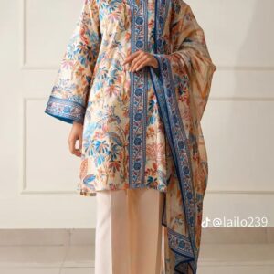 Pastel Blossom Floral Print Unstitched Suit