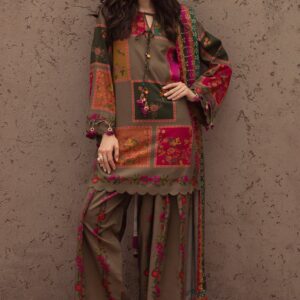 Signature Olive Floral Printed Unstitched Suit