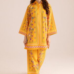 Premium Mustard Floral Unstitched Suit