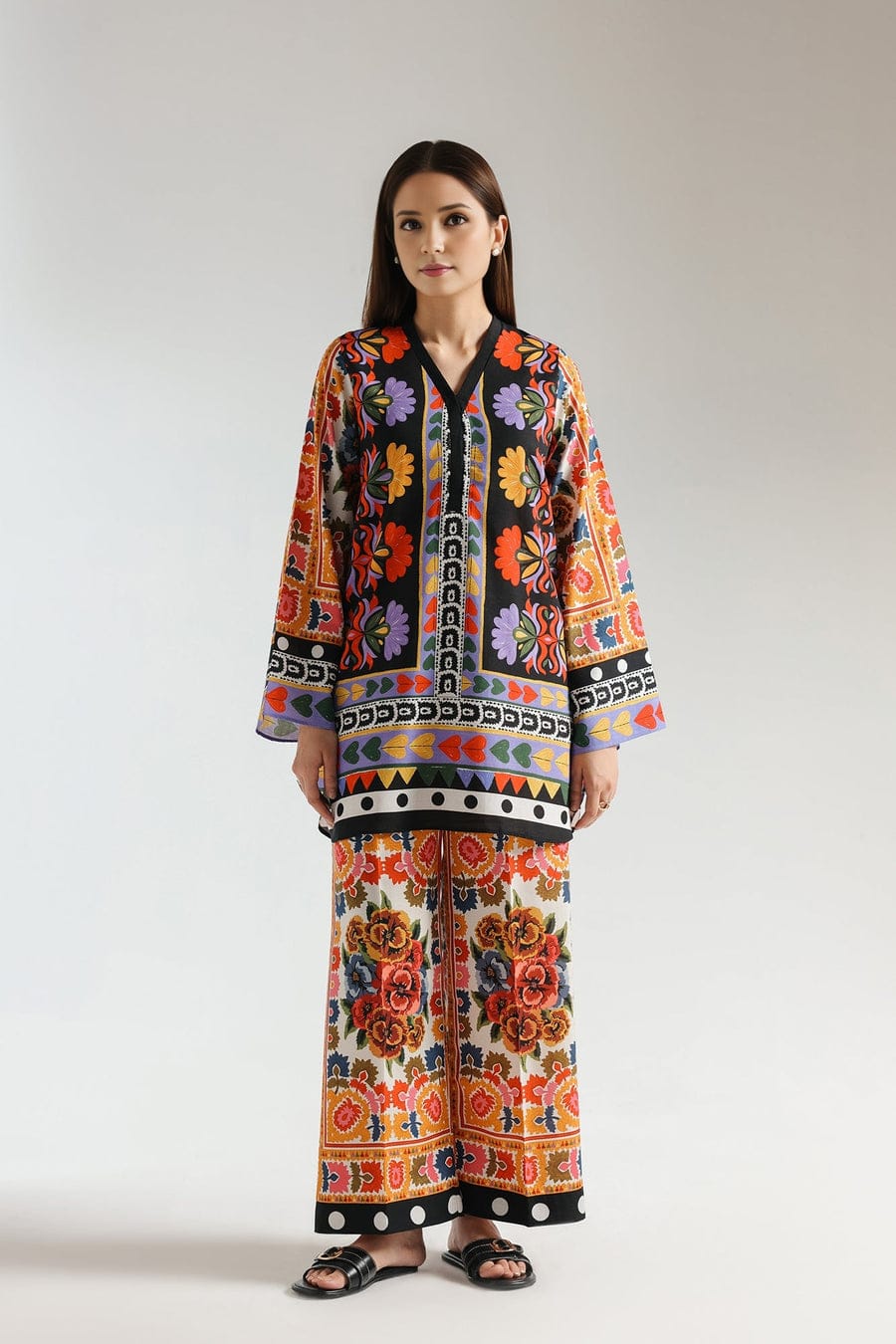 Colorful Boho Floral Design Unstitched Suit