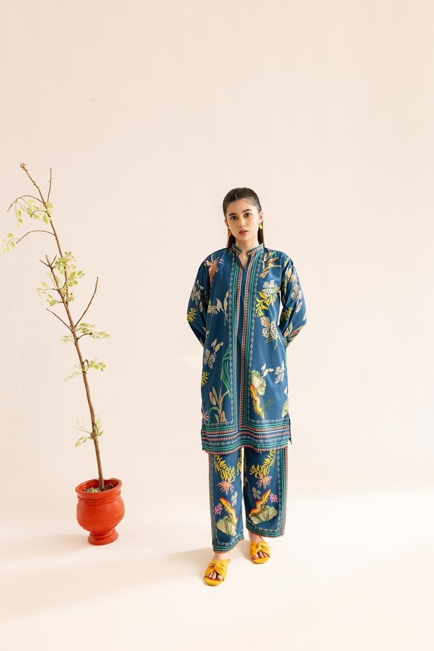 Serene Tropical Floral Unstitched Suit