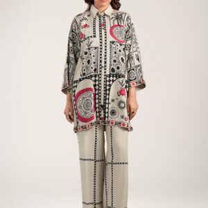 Graphic Floral Black & White Unstitched Suit