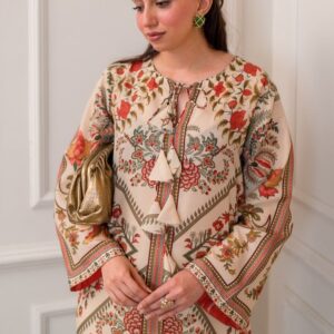 Vintage Bloom Ivory Printed Unstitched Suit