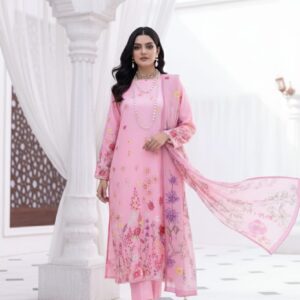 Floral Delight Pink Printed Unstitched Suit