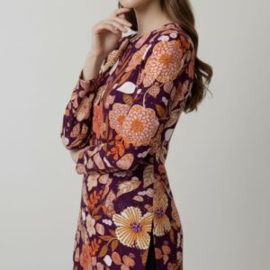 Vibrant Purple Blossom Floral Print Unstitched Suit