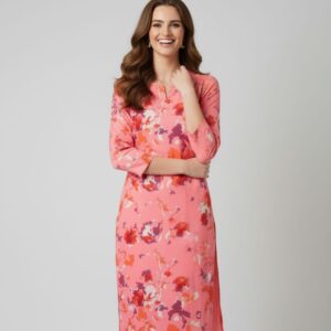 Blossom Burst Pink Floral Print Unstitched Suit