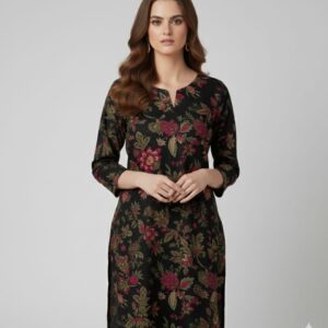 Mystic Floral Charm Black Printed Unstitched Suit