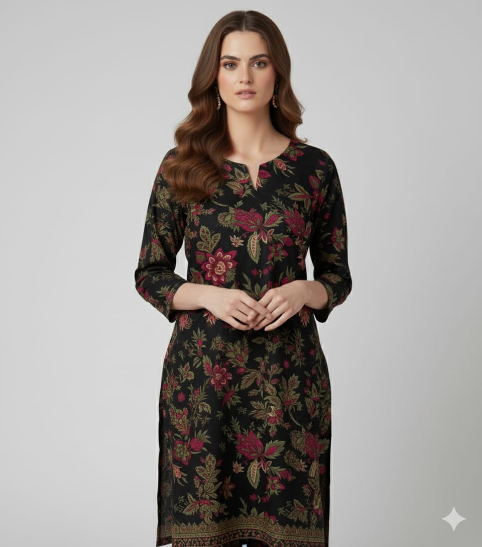 Mystic Floral Charm Black Printed Unstitched Suit