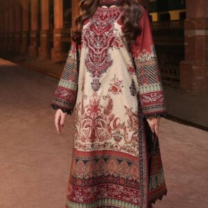 Royal Maroon & Beige Heritage Printed Unstitched Suit
